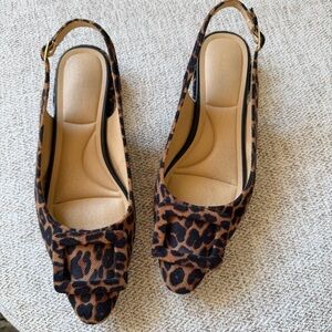 Leopard Print Slingback Women Shoes Size 6.5
